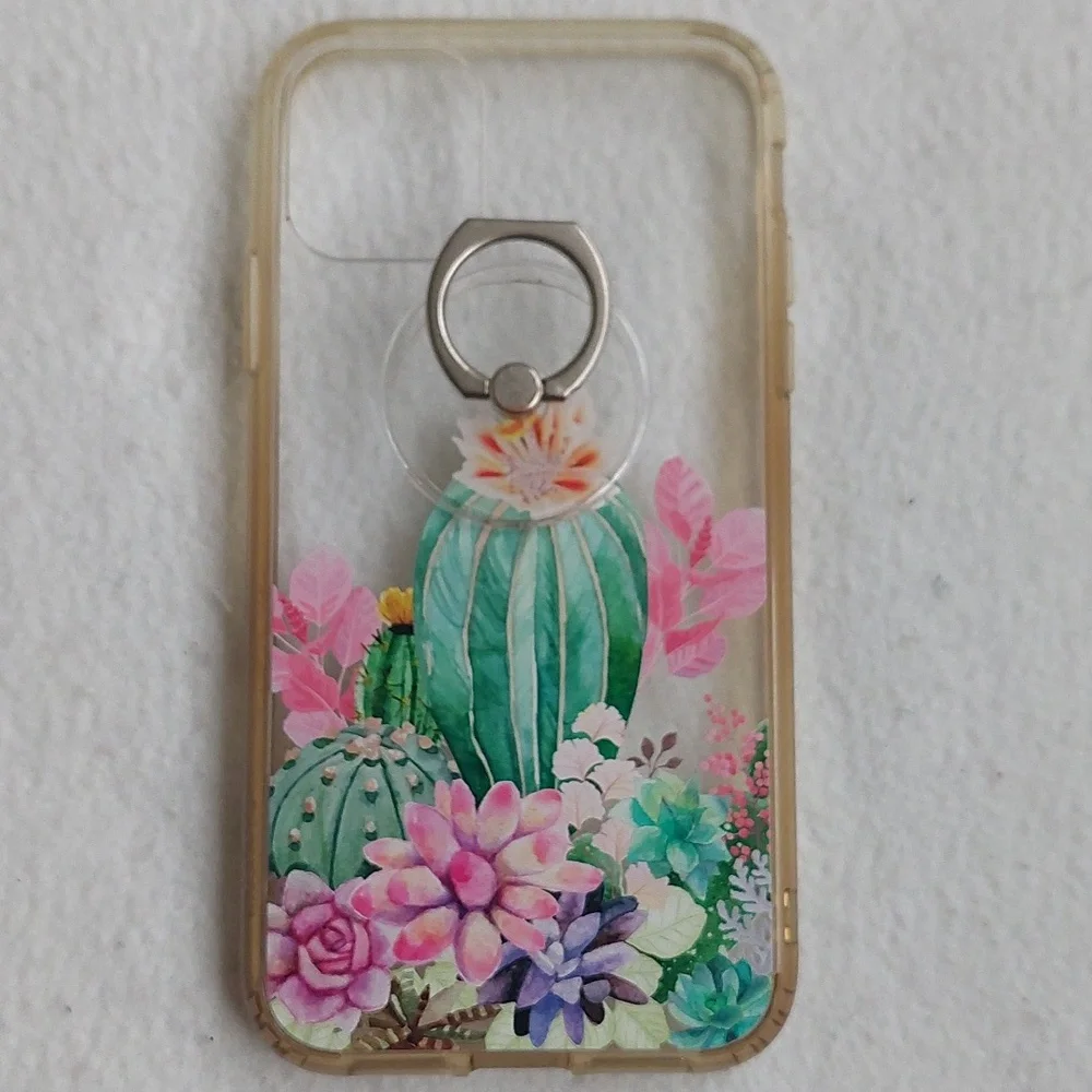 SOKAD Floral Cactus Phone Protective Case iPhone11 Cover with Ring Holder NWOT